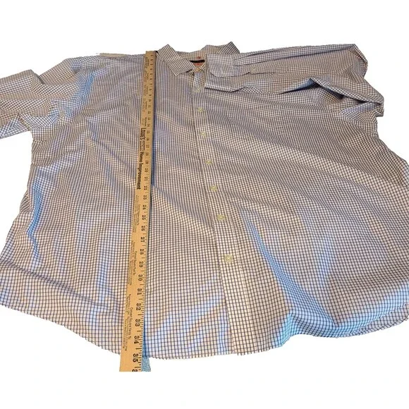 Van Heusen Mens 3XL 20-20 1/2 Traveler Button Up Shirt Blue Micro Gingham Check - Picture 9 of 11